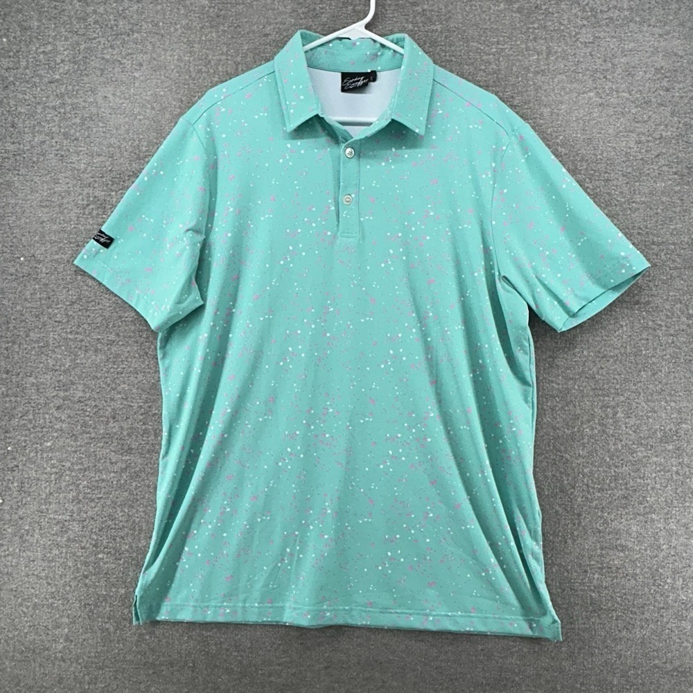 Sunday Swagger Golf Polo Shirt Men Size Large Light Blue Rain Delay Short Sleeve